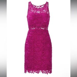 ML Monique Lhuillier Mulberry Purple Lace Sheath Formal Dress- Size 4